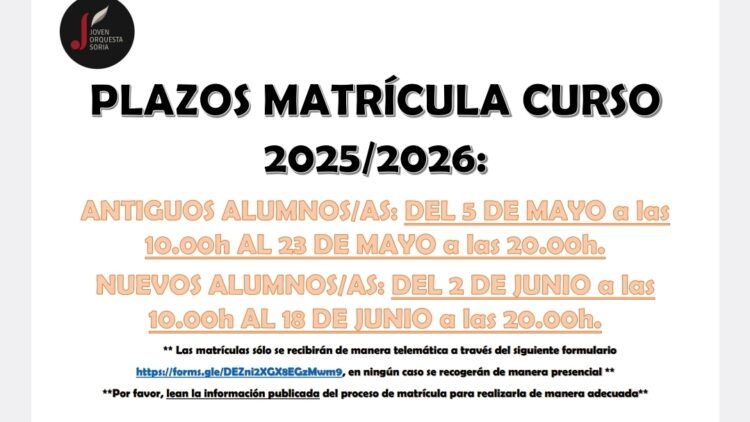 Plazos de Matrícula 2025/2026